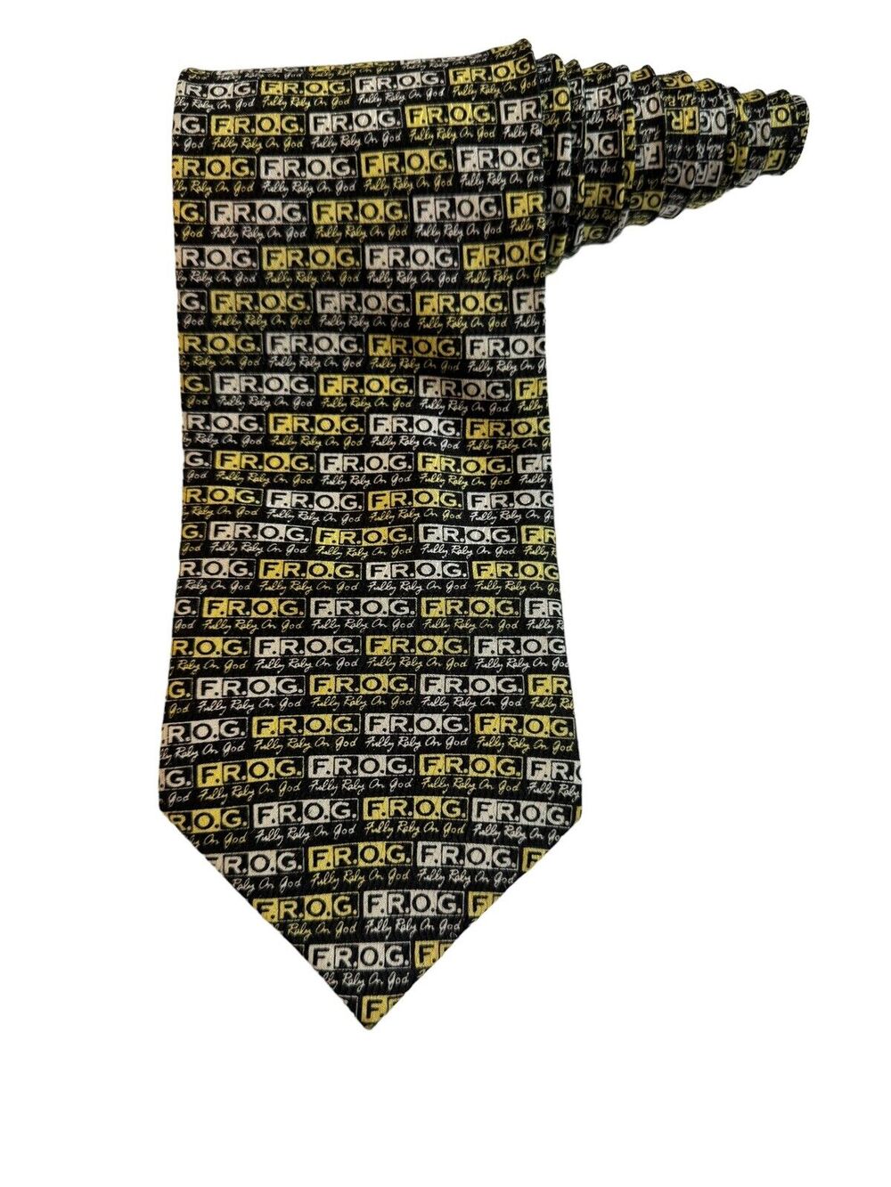 Jonathan Rogers Frog Fully Relay On God Religious Christian Novelty Necktie Silk